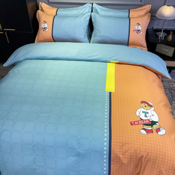 91家纺网 家纺一手货源 找家纺 金爱家 2021新款全棉13372四件套条格简约系列 沙文