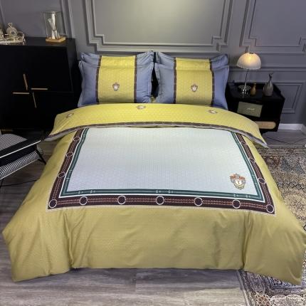 91家纺网 家纺一手货源 找家纺 （总）金爱家 2021新款全棉13372四件套条格简约系列