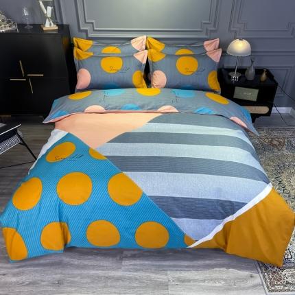 91家纺网 家纺一手货源 找家纺 （总）金爱家 2021新款全棉13372四件套条格简约系列