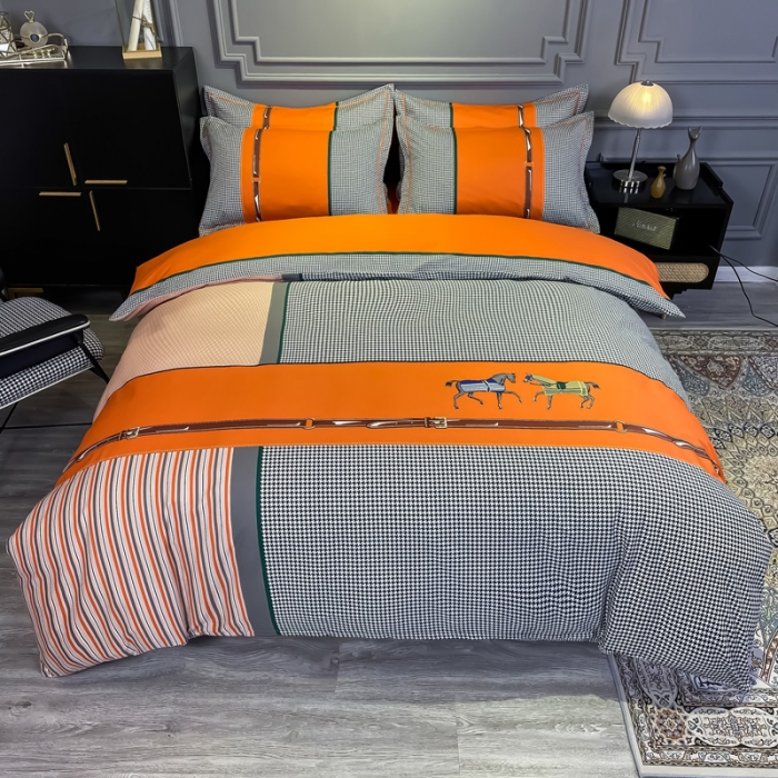 91家纺网 家纺一手货源 找家纺 金爱家 2021新款全棉13372四件套条格简约系列奥斯丁