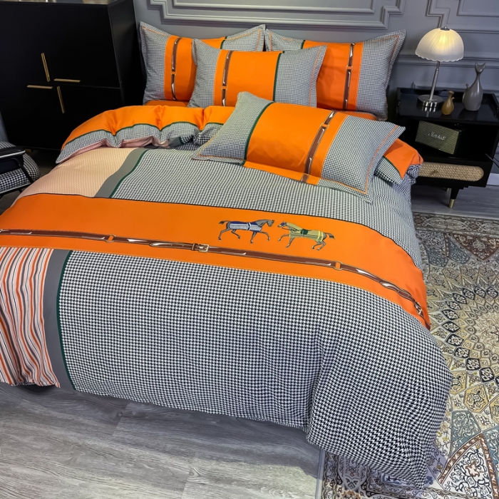 91家纺网 家纺一手货源 找家纺 金爱家 2021新款全棉13372四件套条格简约系列奥斯丁