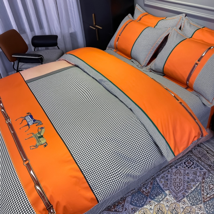 91家纺网 家纺一手货源 找家纺 金爱家 2021新款全棉13372四件套条格简约系列奥斯丁