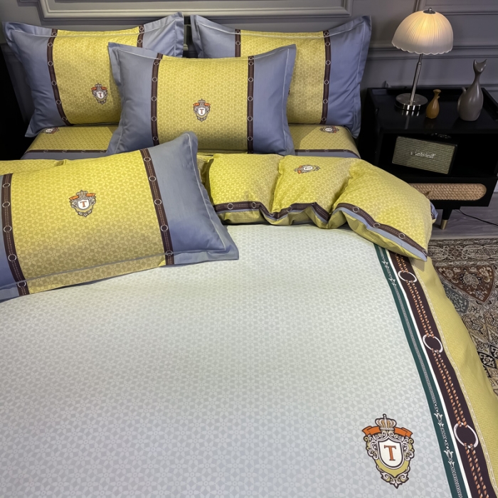 91家纺网 家纺一手货源 找家纺 金爱家 2021新款全棉13372四件套条格简约系列 巴赫