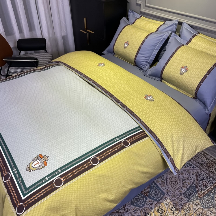 91家纺网 家纺一手货源 找家纺 金爱家 2021新款全棉13372四件套条格简约系列 巴赫