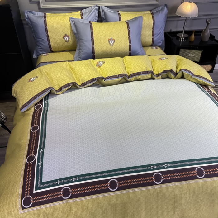 91家纺网 家纺一手货源 找家纺 金爱家 2021新款全棉13372四件套条格简约系列 巴赫