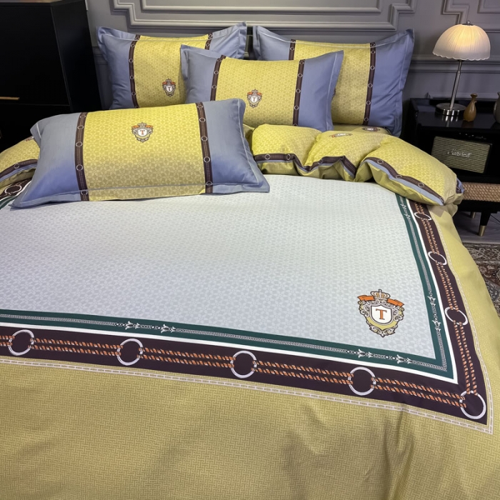 91家纺网 家纺一手货源 找家纺 金爱家 2021新款全棉13372四件套条格简约系列 巴赫