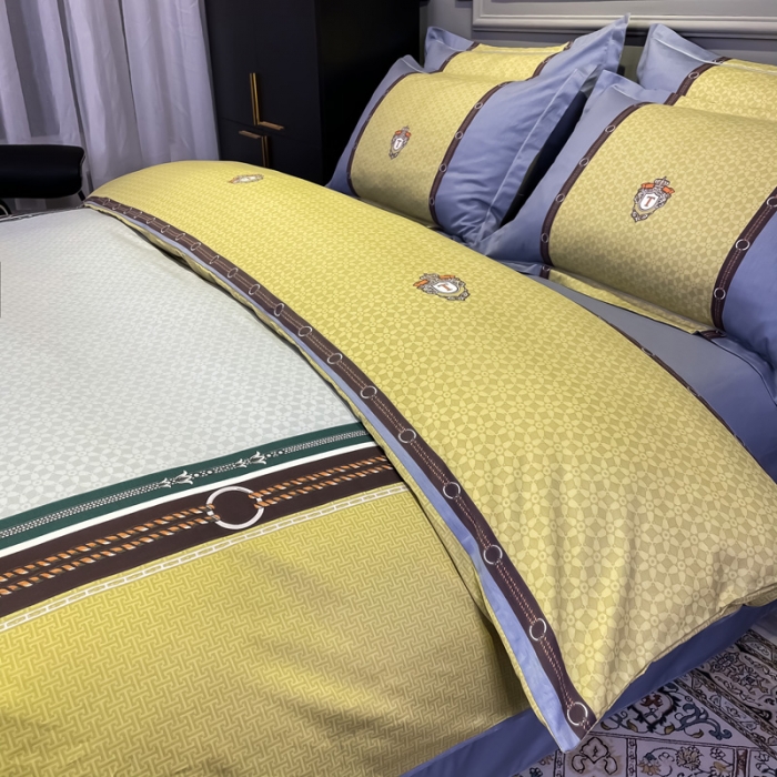 91家纺网 家纺一手货源 找家纺 金爱家 2021新款全棉13372四件套条格简约系列 巴赫