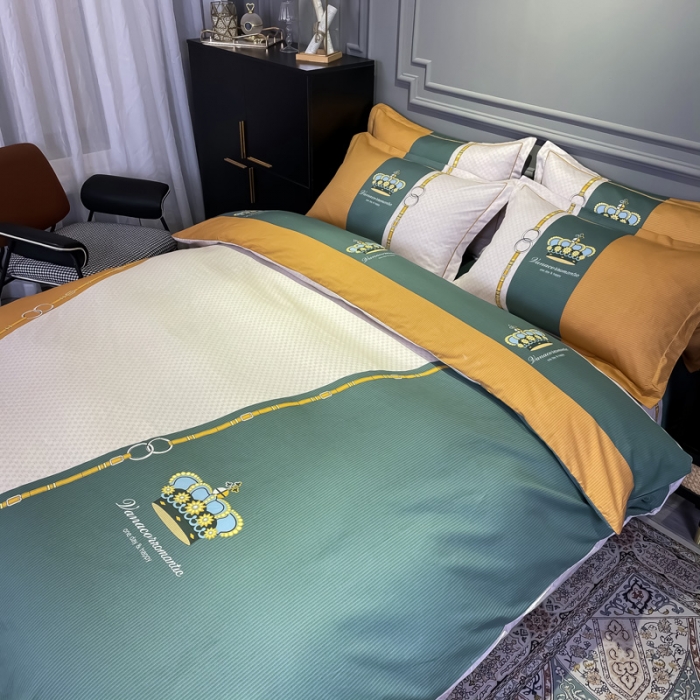 91家纺网 家纺一手货源 找家纺 金爱家 2021新款全棉13372四件套条格简约系列布鲁斯