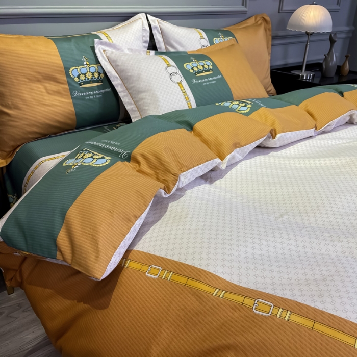 91家纺网 家纺一手货源 找家纺 金爱家 2021新款全棉13372四件套条格简约系列布鲁斯