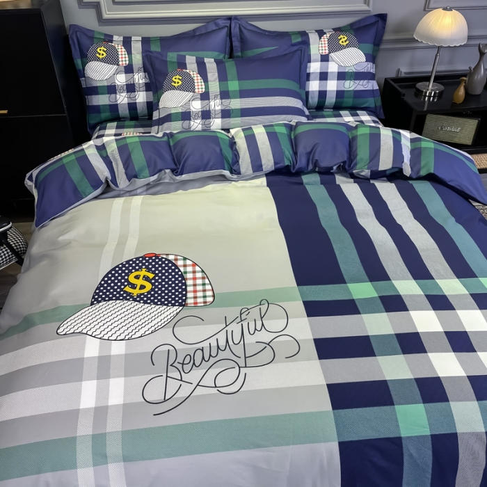 91家纺网 家纺一手货源 找家纺 金爱家 2021新款全棉13372四件套条格简约系列潮流