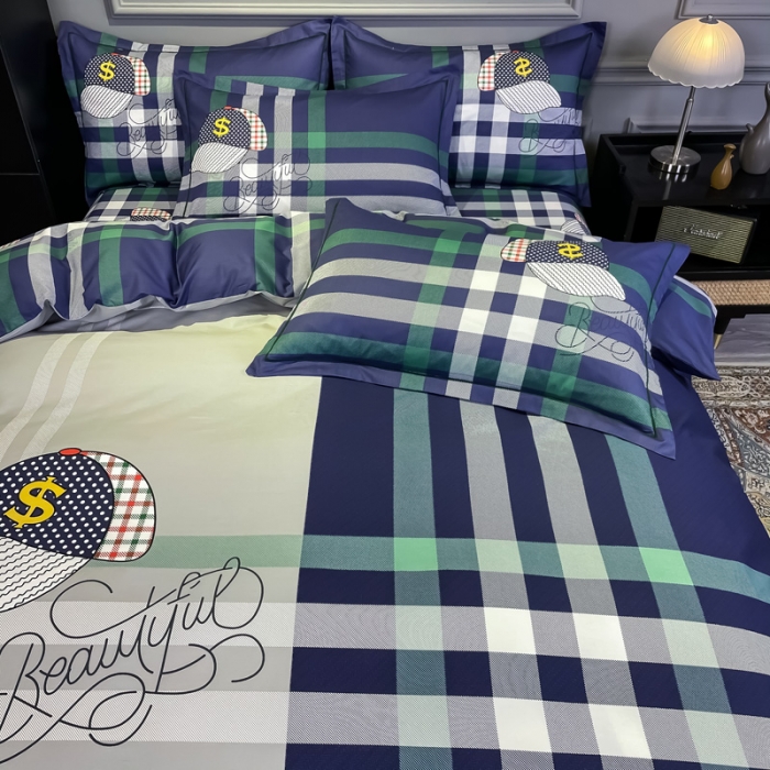 91家纺网 家纺一手货源 找家纺 金爱家 2021新款全棉13372四件套条格简约系列潮流