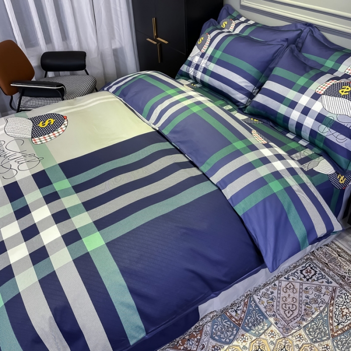 91家纺网 家纺一手货源 找家纺 金爱家 2021新款全棉13372四件套条格简约系列潮流