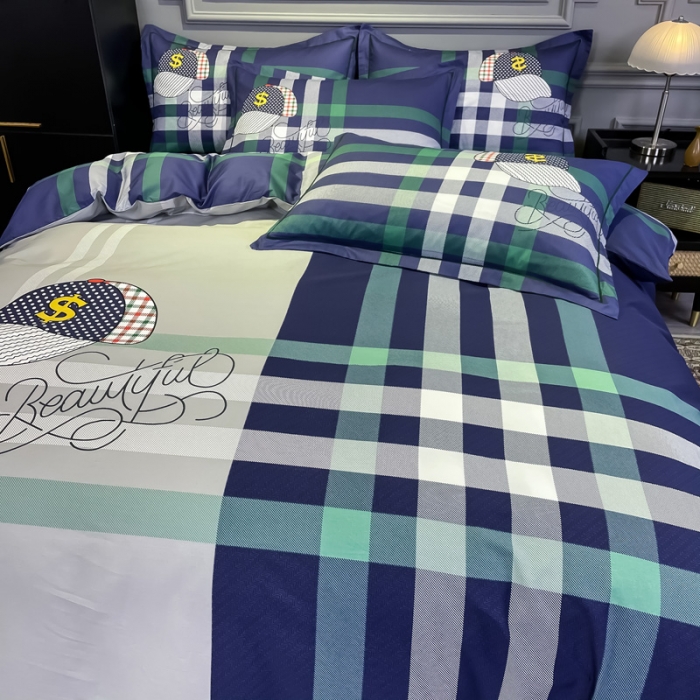 91家纺网 家纺一手货源 找家纺 金爱家 2021新款全棉13372四件套条格简约系列潮流