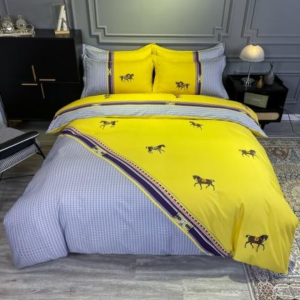 金爱家 2021新款全棉13372四件套条格简约系列爵士