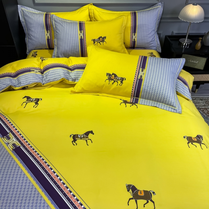 91家纺网 家纺一手货源 找家纺 金爱家 2021新款全棉13372四件套条格简约系列爵士