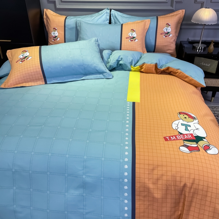 91家纺网 家纺一手货源 找家纺 金爱家 2021新款全棉13372四件套条格简约系列沙文