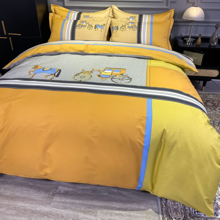 91家纺网 家纺一手货源 找家纺 金爱家 2021新款全棉13372四件套条格简约系列温莎