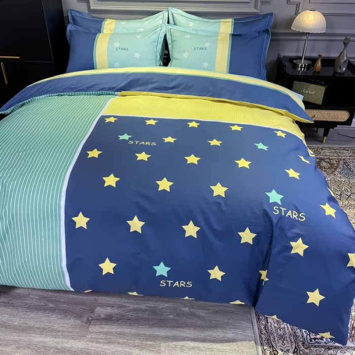 91家纺网 家纺一手货源 找家纺 金爱家 2021新款全棉13372四件套条格简约系列西蒙