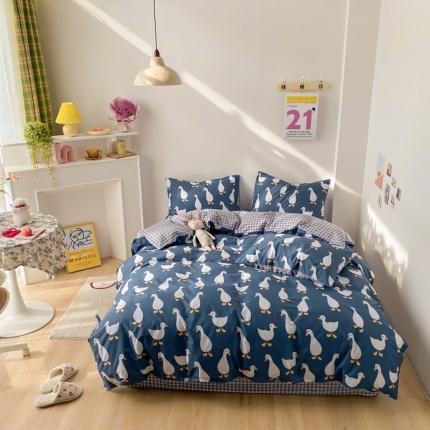 91家纺网 家纺一手货源 找家纺 梦家居 2021春季新品全棉小清新四件套 可爱鸭