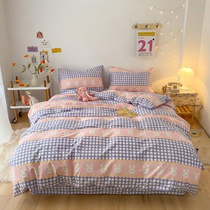 91家纺网 家纺一手货源 找家纺 梦家居 2021春季新品全棉小清新四件套 咪咪兔