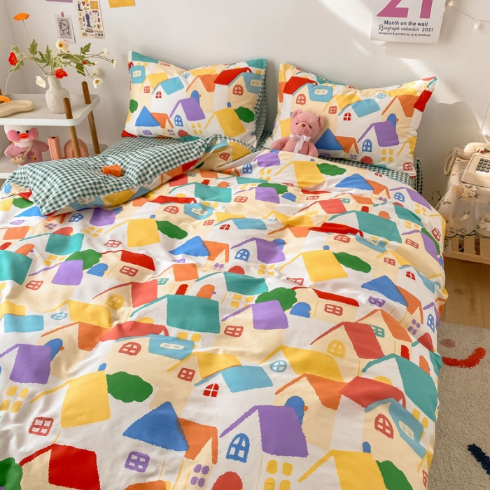 91家纺网 家纺一手货源 找家纺 梦家居 2021春季新品全棉小清新四件套 民宿