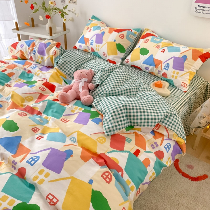 91家纺网 家纺一手货源 找家纺 梦家居 2021春季新品全棉小清新四件套 民宿