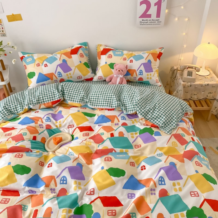 91家纺网 家纺一手货源 找家纺 梦家居 2021春季新品全棉小清新四件套 民宿