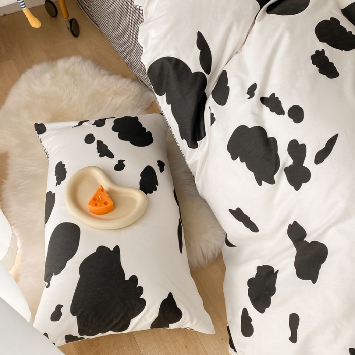 91家纺网 家纺一手货源 找家纺 梦家居 2021春季新品全棉小清新四件套 牛奶纹