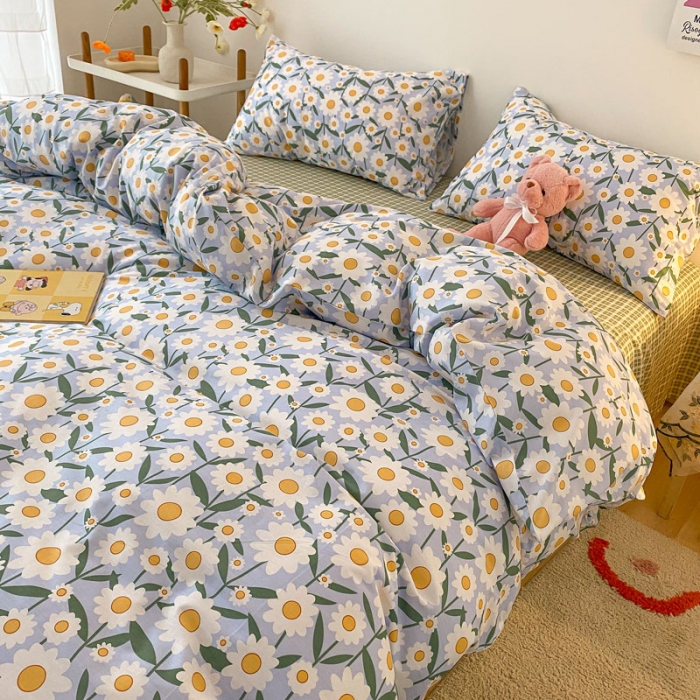 91家纺网 家纺一手货源 找家纺 梦家居 2021春季新品全棉小清新四件套 希望田野