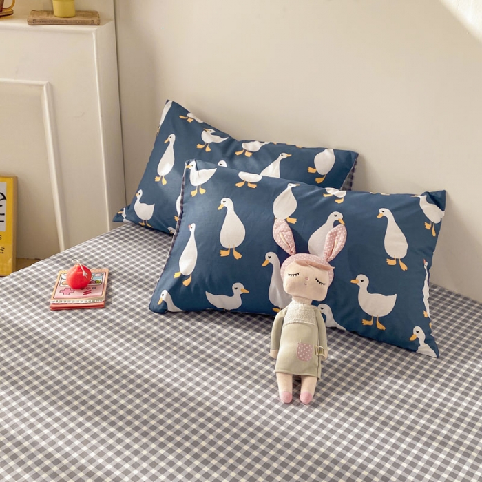 91家纺网 家纺一手货源 找家纺 梦家居 2021春季新品全棉小清新四件套 可爱鸭