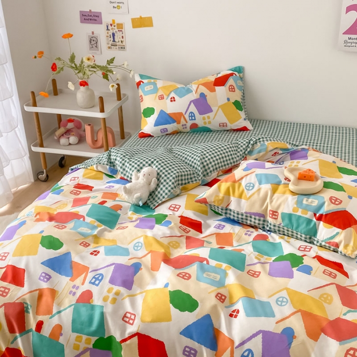 91家纺网 家纺一手货源 找家纺 梦家居 2021春季新品全棉小清新四件套 民宿