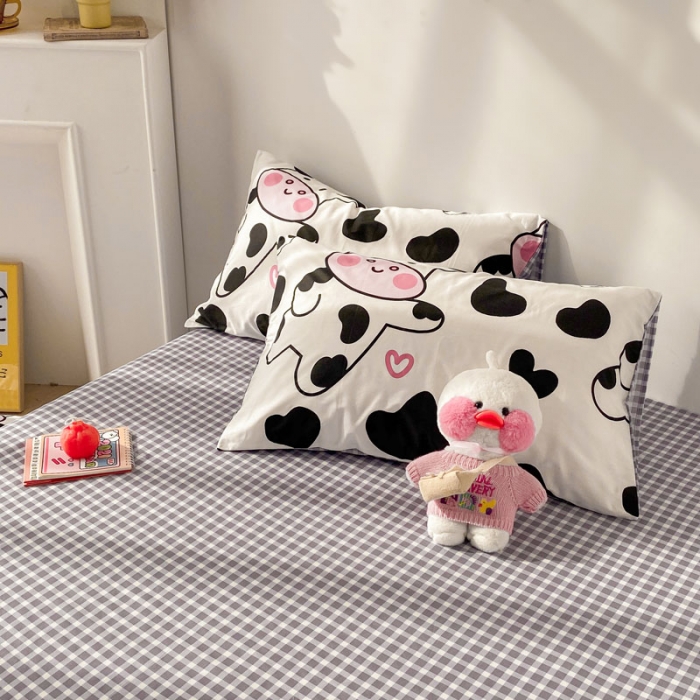 91家纺网 家纺一手货源 找家纺 梦家居 2021春季新品全棉小清新四件套 小奶牛