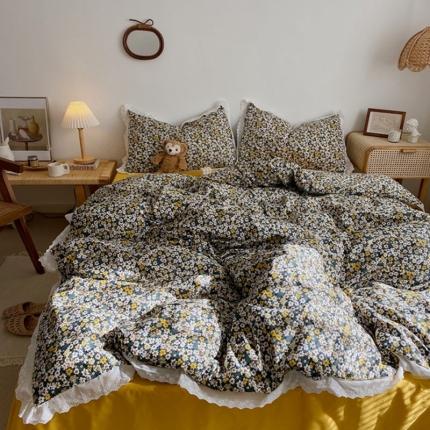 91家纺网 家纺一手货源 找家纺 艾沁 2021新款韩国刺绣花边小碎花系列四件套 梦莱