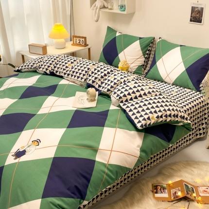 捌月13372喷气全棉摩登熊四件套 绅士熊