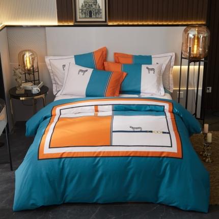 启航 2021年爆款全棉春夏新品四件套皇家烂漫兰