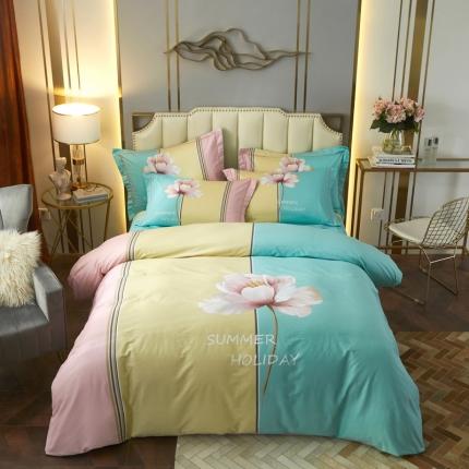 启航 2021年爆款全棉春夏新品四件套水语自然粉