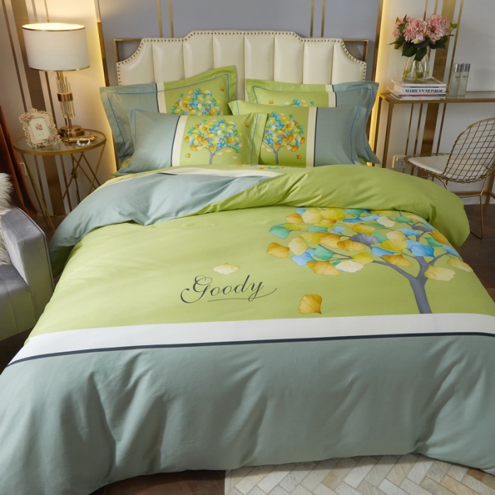 91家纺网 家纺一手货源 找家纺 启航 2021年爆款全棉春夏新品四件套 彩虹树