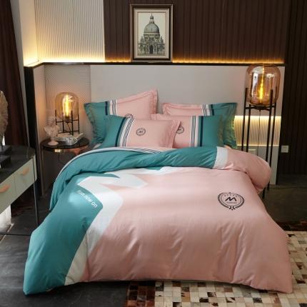 启航 2021年爆款全棉春夏新品四件套 潮流粉