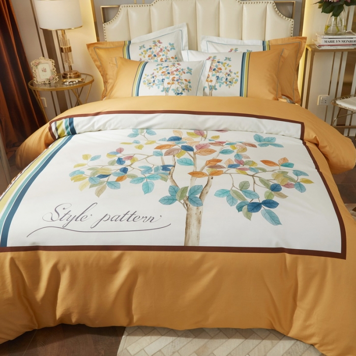 91家纺网 家纺一手货源 找家纺 启航 2021年爆款全棉春夏新品四件套 红叶题诗