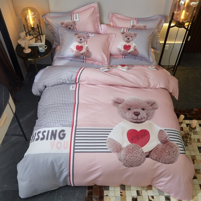 91家纺网 家纺一手货源 找家纺 启航 2021年爆款全棉春夏新品四件套 玲珑熊