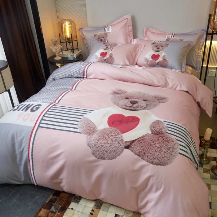 91家纺网 家纺一手货源 找家纺 启航 2021年爆款全棉春夏新品四件套 玲珑熊