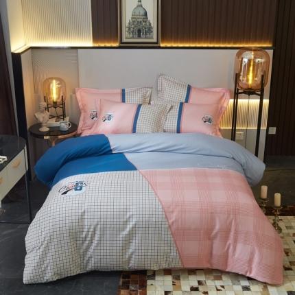 启航 2021年爆款全棉春夏新品四件套 玛格丽粉