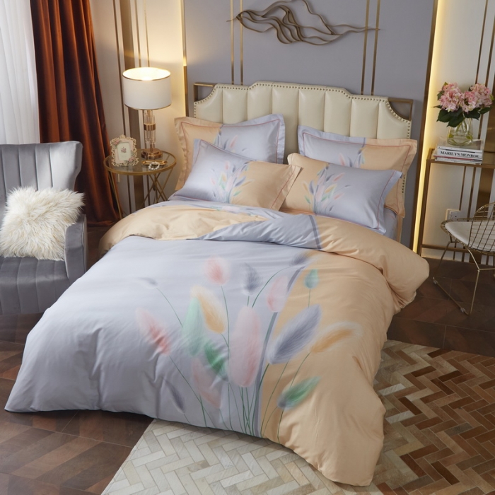 91家纺网 家纺一手货源 找家纺 启航 2021年爆款全棉春夏新品四件套 明月芦花黄