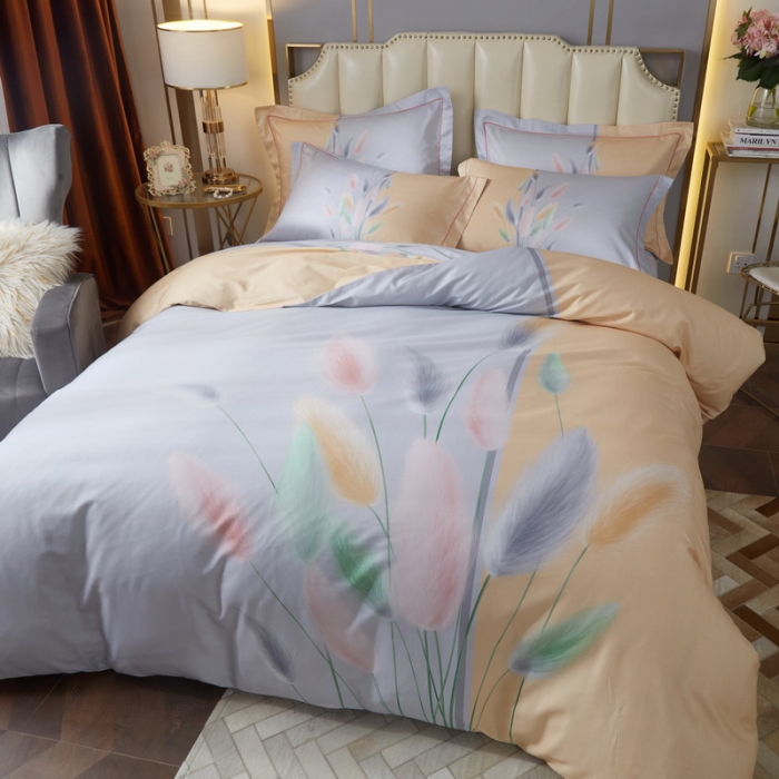 91家纺网 家纺一手货源 找家纺 启航 2021年爆款全棉春夏新品四件套 明月芦花黄