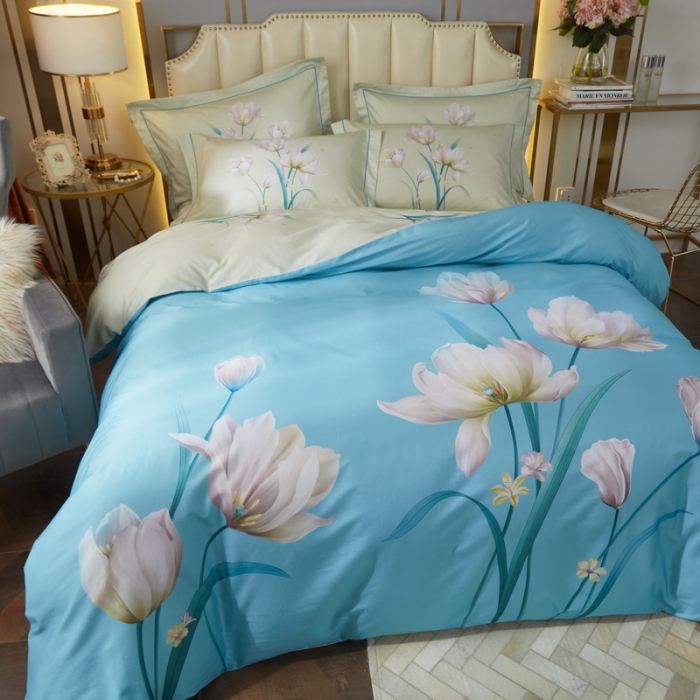 91家纺网 家纺一手货源 找家纺 启航 2021年爆款全棉春夏新品四件套 千娇百媚兰