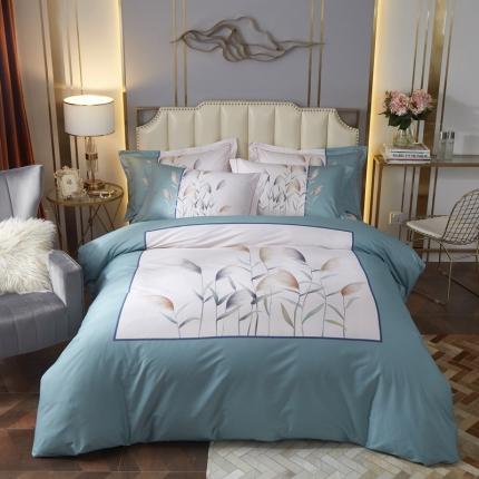 启航 2021年爆款全棉春夏新品四件套 一米阳光绿