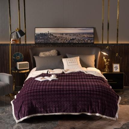 91家纺网 家纺一手货源 找家纺 网客 2024新款千鸟格立体雕花绒多用毯 紫罗兰