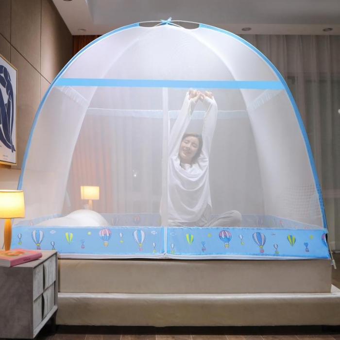 91家纺网 家纺一手货源 找家纺 爱洛 2021新款蒙古包蚊帐 热气球-天蓝色