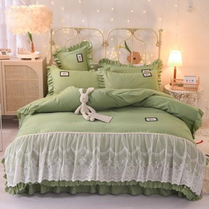 91家纺网 家纺一手货源 找家纺 （总）梦之岛2021新款倾心韩版磨毛蕾丝床单款床裙款四件套