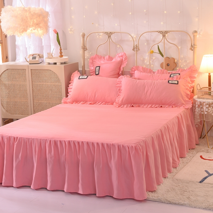 91家纺网 家纺一手货源 找家纺 （总）梦之岛2021新款倾心韩版磨毛蕾丝床单款床裙款四件套